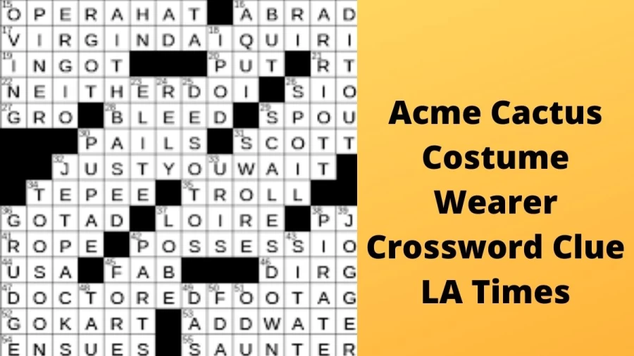 Acme cactus costume wearer Crossword Clue LA Times