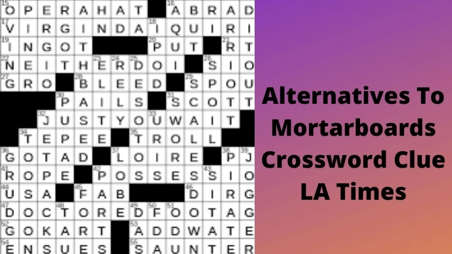 Alternatives To Mortarboards Crossword Clue LA Times