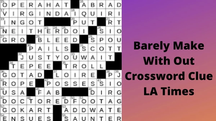 Barely make, with “out” Crossword Clue LA Times