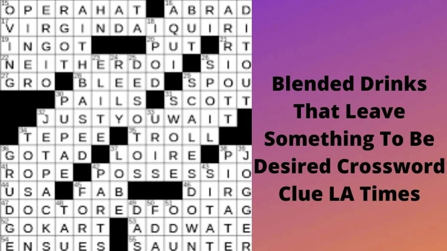 *Blended drinks that leave something to be desired? Crossword Clue LA Times