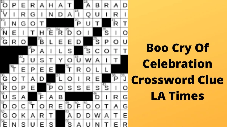 Boo-__!: cry of celebration Crossword Clue LA Times