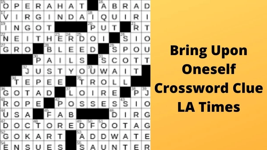 Bring upon oneself Crossword Clue LA Times