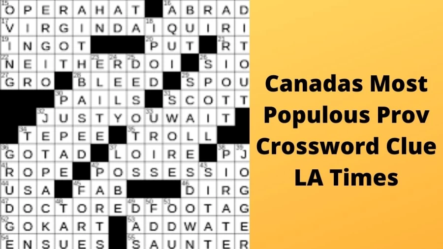 Canada’s most populous prov. Crossword Clue LA Times