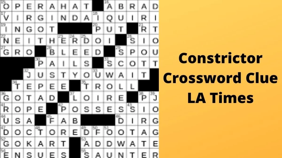 __ constrictor Crossword Clue LA Times