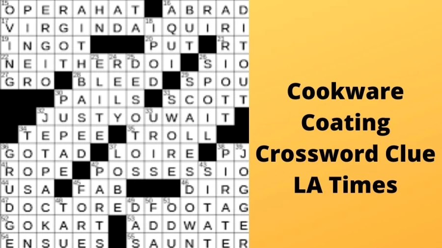 Cookware coating Crossword Clue LA Times