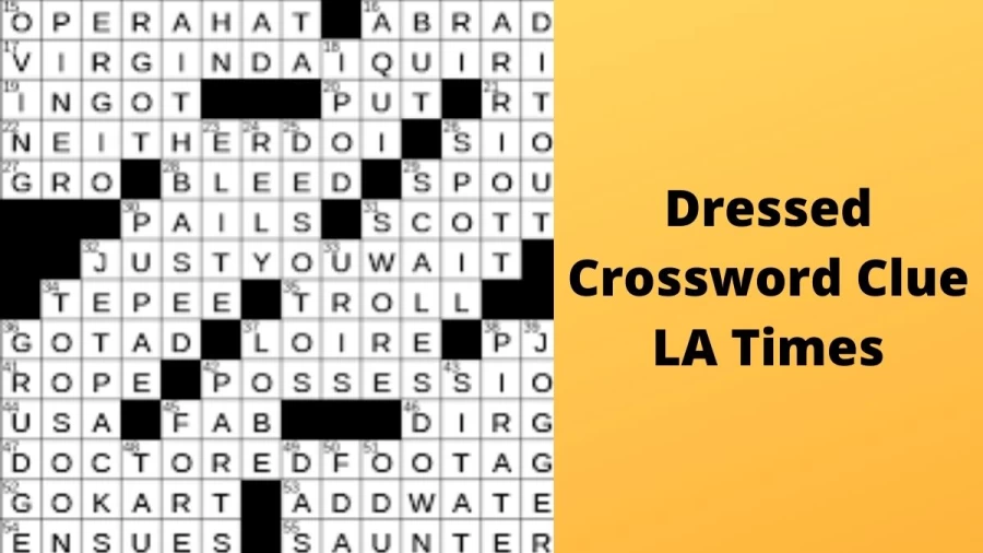 Dressed Crossword Clue LA Times