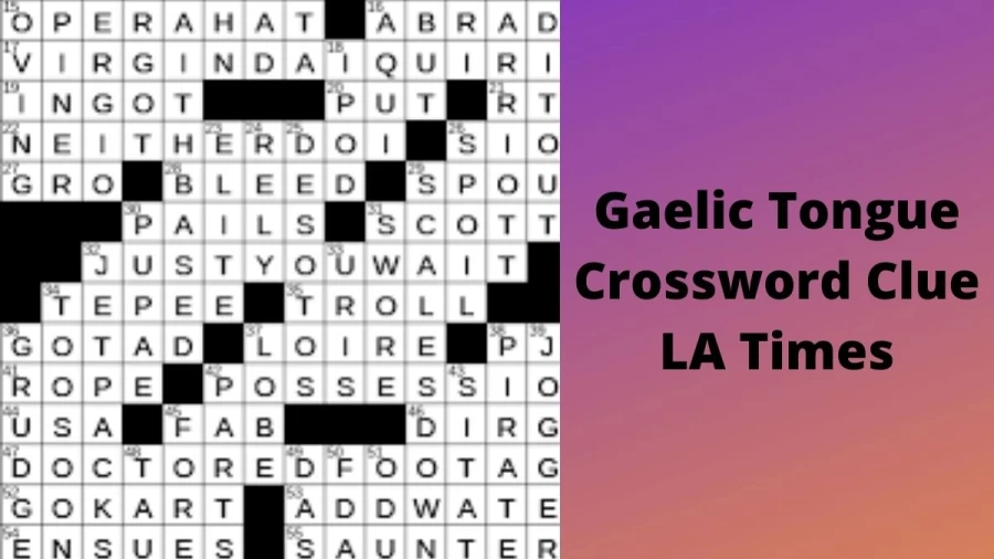 Gaelic tongue Crossword Clue LA Times