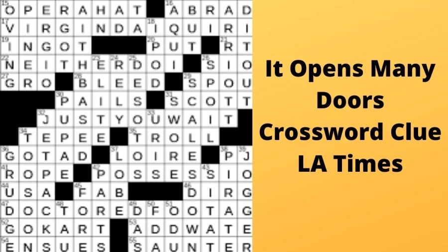 It opens many doors Crossword Clue LA Times