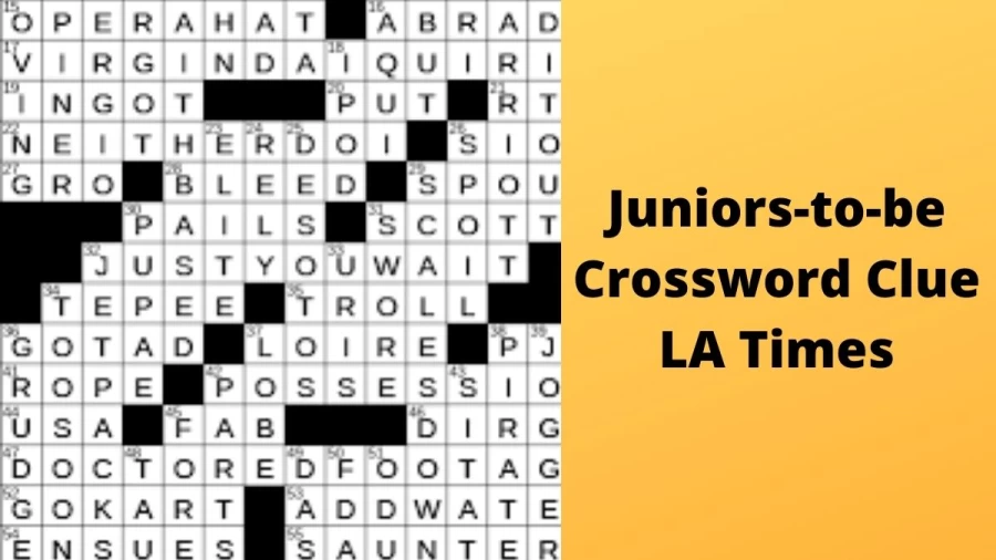 Juniors-to-be Crossword Clue LA Times