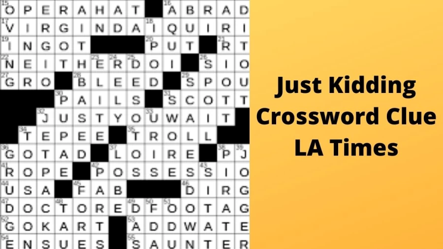 “Just kidding” Crossword Clue LA Times