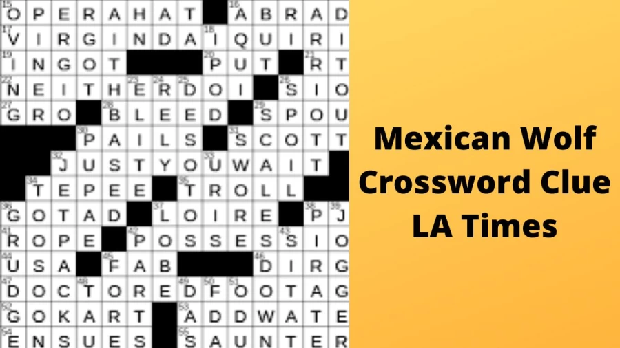 Mexican wolf Crossword Clue LA Times