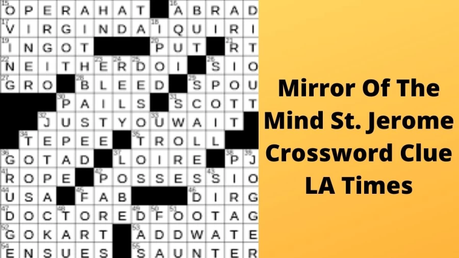 Mirror of the mind: St. Jerome Crossword Clue LA Times