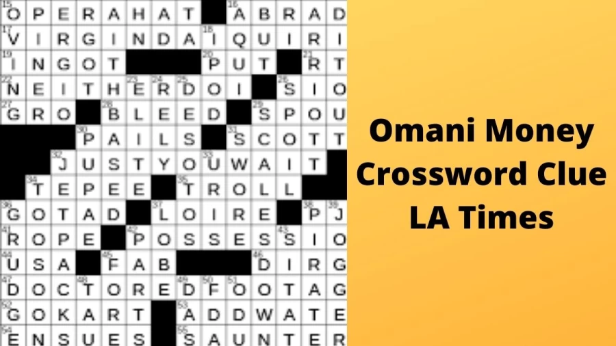 Omani money Crossword Clue LA Times