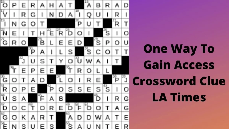 One way to gain access Crossword Clue LA Times