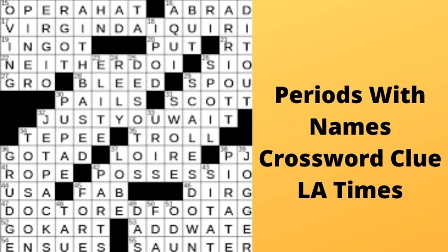 Periods with names Crossword Clue LA Times