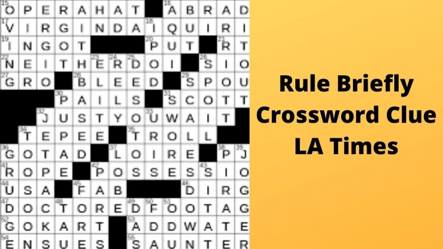 Rule briefly Crossword Clue LA Times