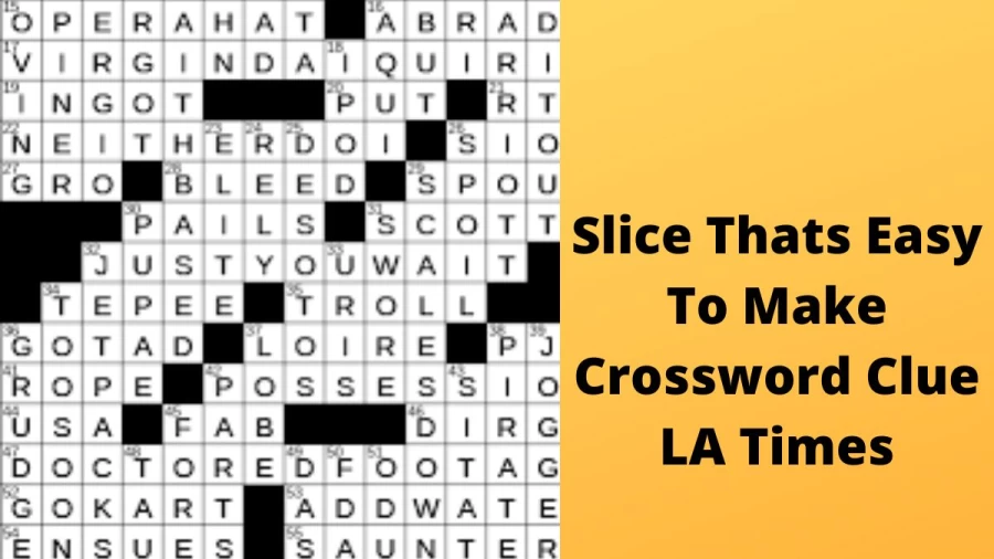 *Slice thats easy to make? Crossword Clue LA Times