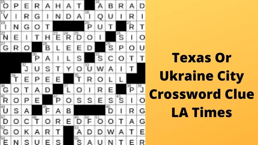 Texas or Ukraine city Crossword Clue LA Times