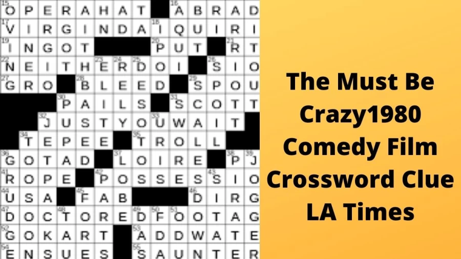 The __ Must Be Crazy: 1980 comedy film Crossword Clue LA Times