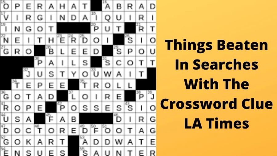 Things beaten in searches with the Crossword Clue LA Times