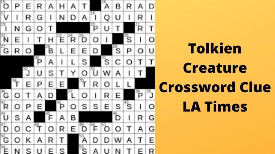 Tolkien creature Crossword Clue LA Times