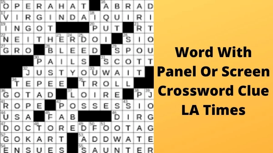 Word with panel or screen Crossword Clue LA Times