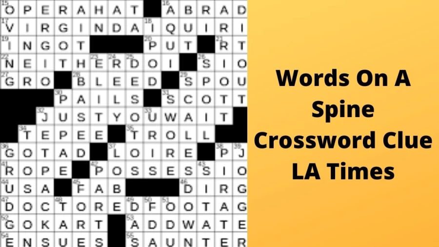 Words on a spine Crossword Clue LA Times