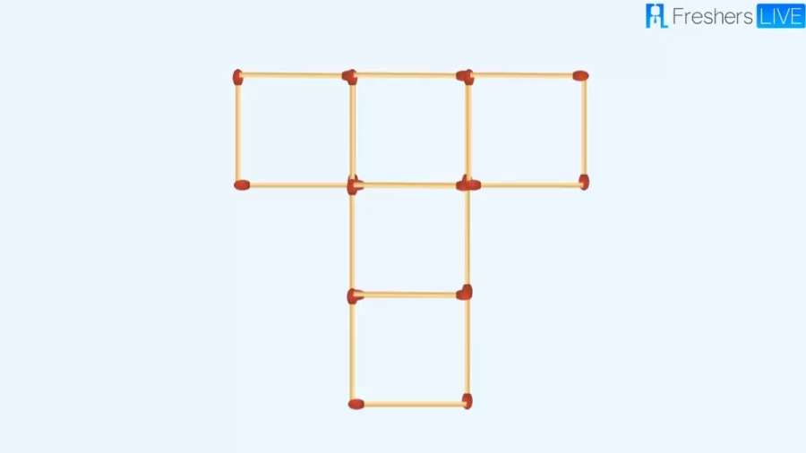 Brain Teaser: Can You Move 3 Matchstick To Create 4 Squares Out Of 5 Squares? Matchstick Puzzle