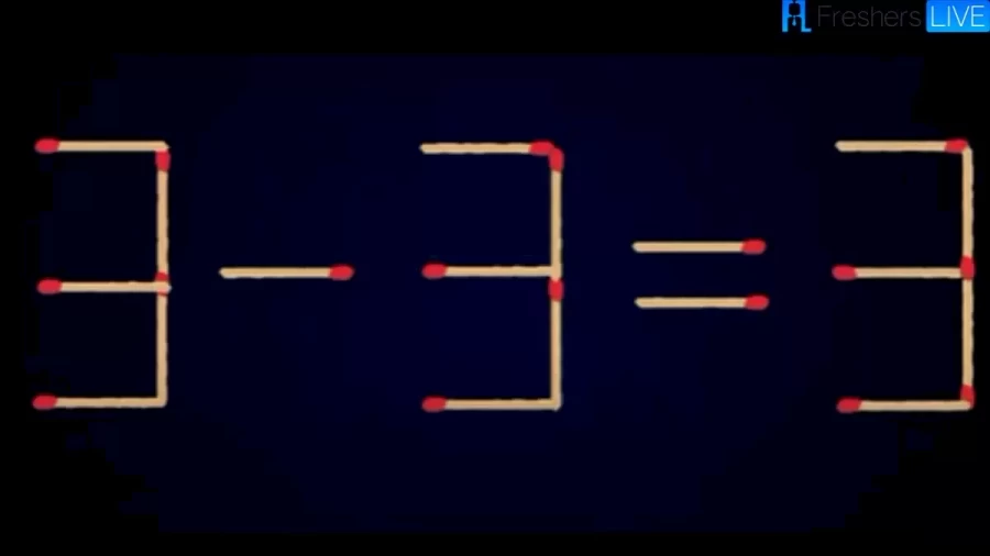 Brain Teaser: 3-3=3 Move Only 2 Matchsticks to Make Equation Correct | Maths Puzzle