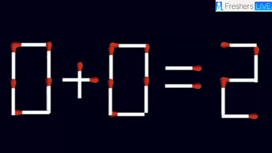 Brain Teaser: Can You Move 2 Matchsticks to make this equation correct 0+0=2? Matchstick Puzzles