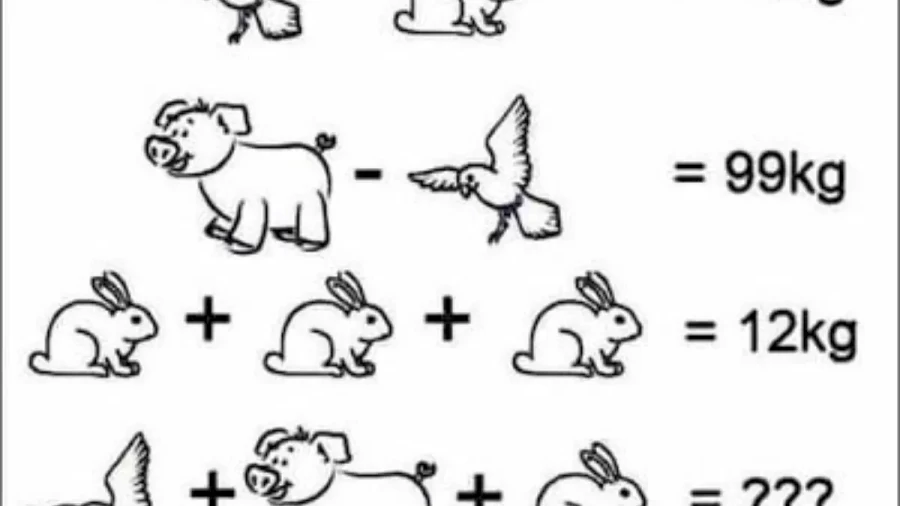 Can You Solve This Math Brain Teaser And Find The Weight Of All The Animals Taken Together?