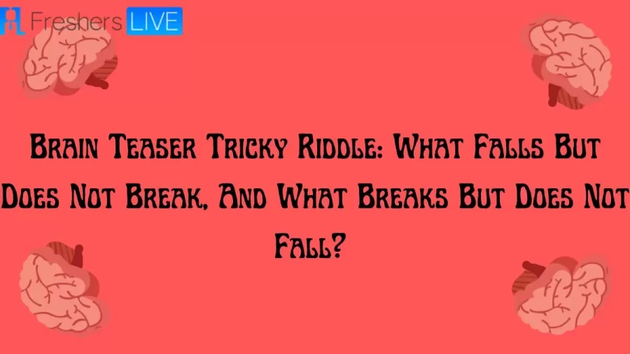 Brain Teaser Tricky Riddle: What Falls But Does Not Break, And What Breaks But Does Not Fall?