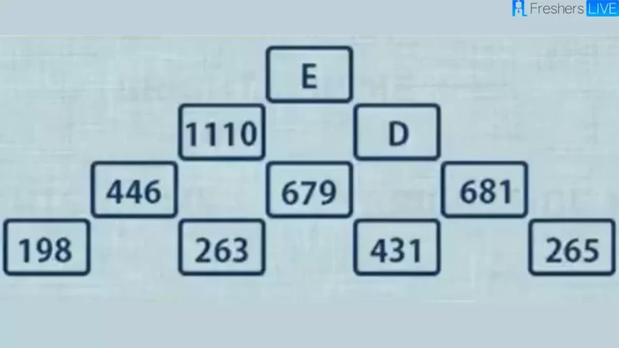 Brain Teaser Math Puzzle: Can You Find The Values Of E And D In This Math Pyramid?