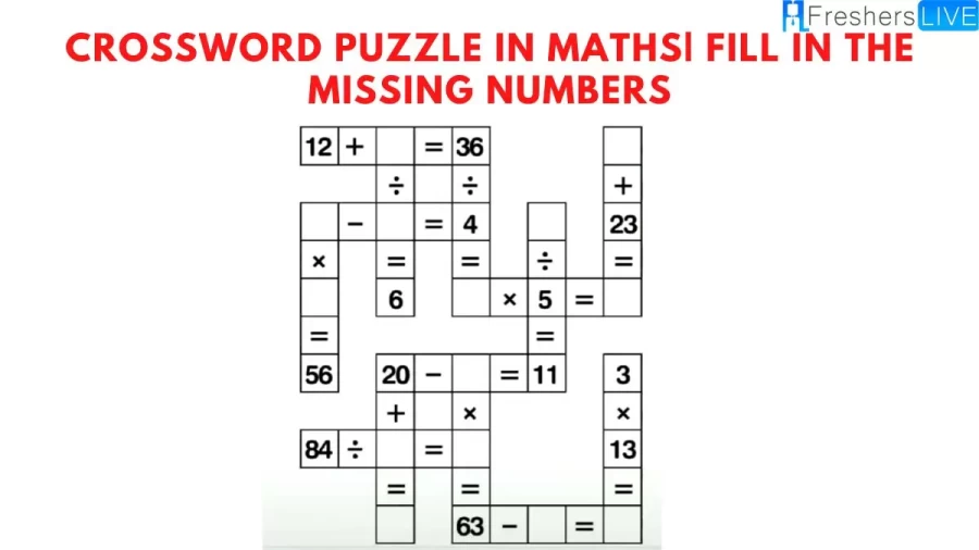 Brain Teaser Of The Day - Crossword Puzzle in Maths| Fill In The Missing Numbers