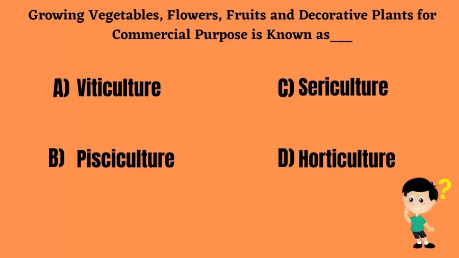 Growing Vegetables, Flowers, Fruits and Decorative Plants for Commercial Purpose is Known as___