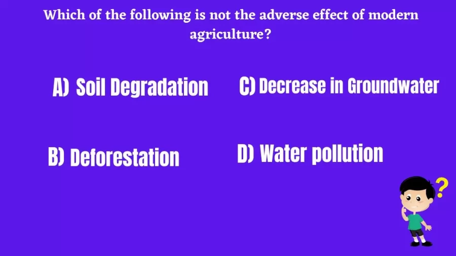 Which of the Following is not the Adverse Effect of Modern Agriculture?