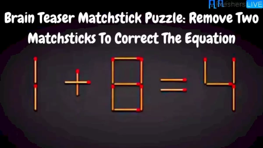 Brain Teaser: Remove Two Matchsticks To Correct The Equation 1+8=4 | Matchstick Puzzle