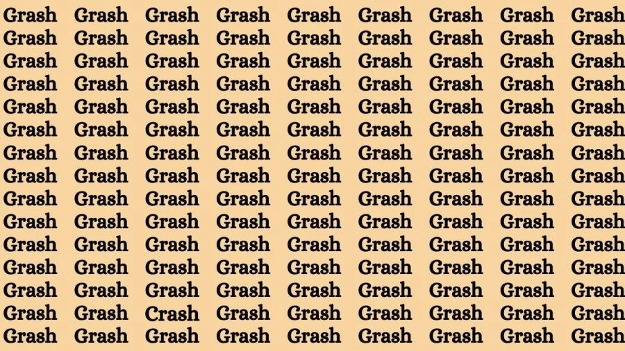 Observation Brain Challenge: If you have Eagle Eyes Find the word Crash among Grash in 15 Secs