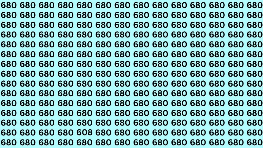 Optical Illusion: Can You Spot the Number 608 Among 680 in 15 Seconds?