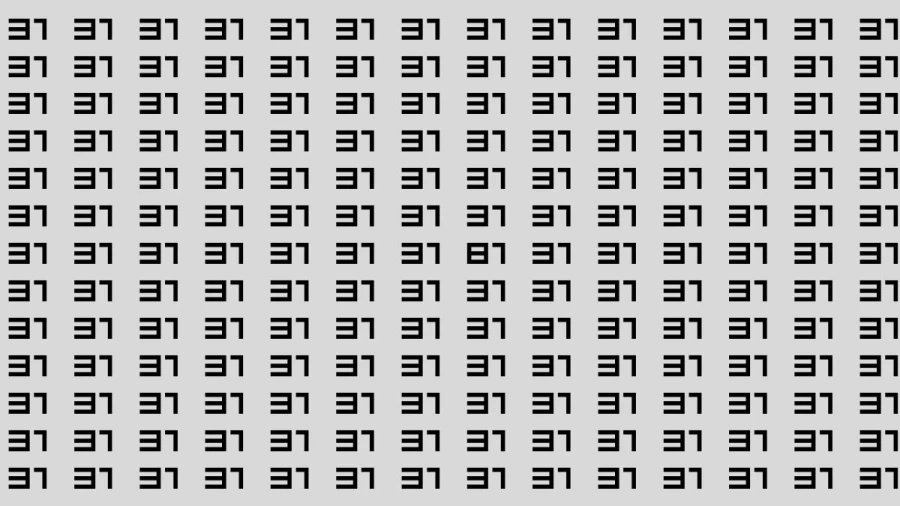 Observation Brain Test: If you have Hawk Eyes Find the Number 81 among 31 in 12 Seconds