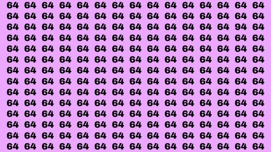 Observation Brain Teaser: If you have Hawk Eyes Spot the Number 94 among 64 in 13 Secs