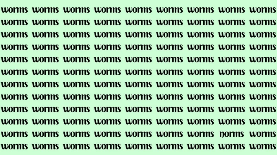 Observation Skills Test: If you have Sharp Eyes find the Word Norms among Worms in 15 Secs