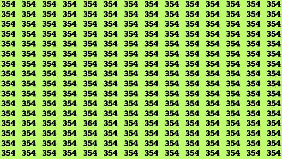 Optical Illusion Brain Challenge: If you have 50/50 Vision Find the Number 364 among 354 in 14 Secs