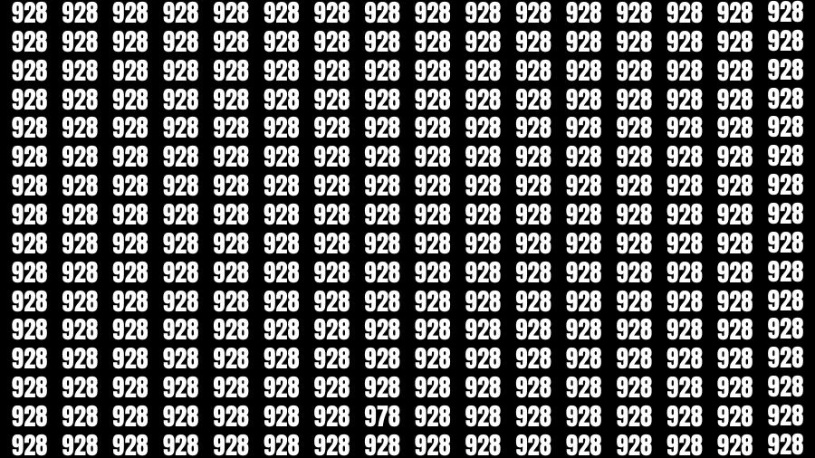 Observation Visual Test: If you have Hawk Eyes Find the Number 978 among 928 in 13 Secs